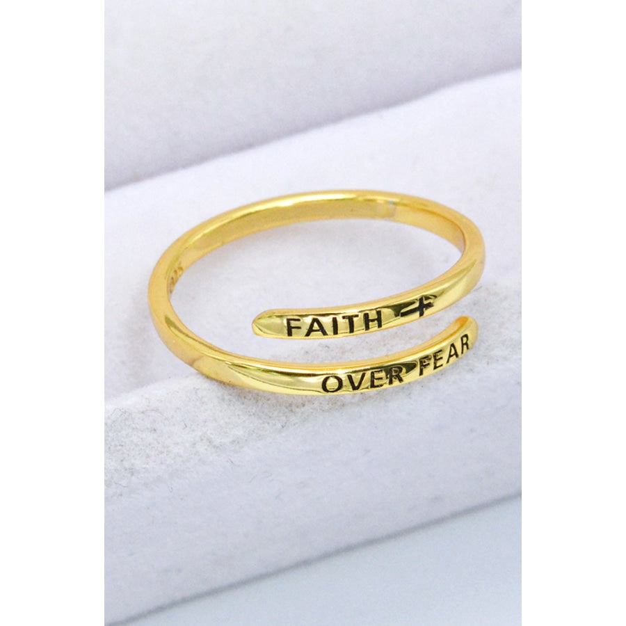 FAITH OVER FEAR Bypass Ring Gold / One Size