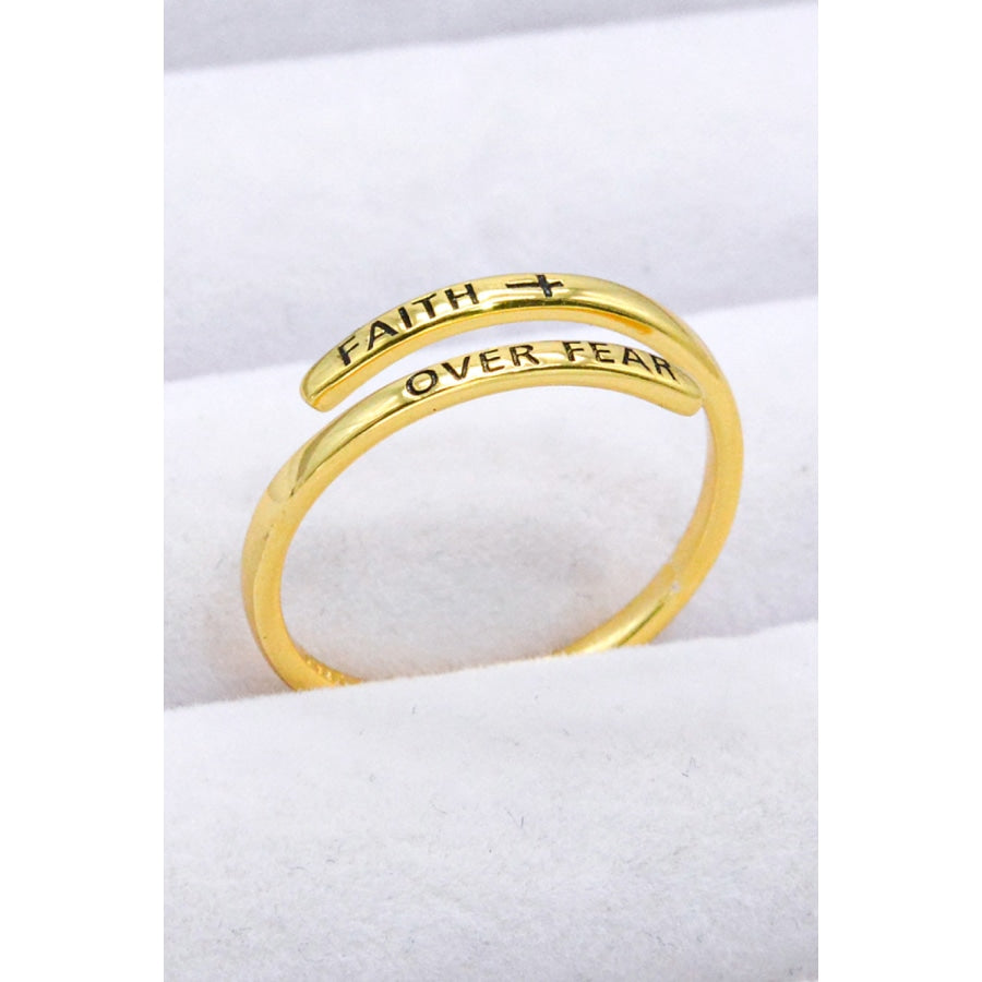 FAITH OVER FEAR Bypass Ring Gold / One Size