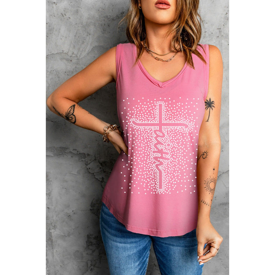 FAITH Wide Strap Tank Carnation Pink / S Apparel and Accessories