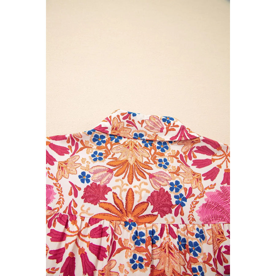 Fall Flower Print Long Sleeve Mini Dress Apparel and Accessories