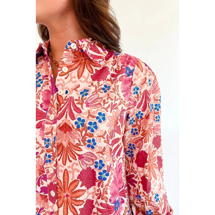 Fall Flower Print Long Sleeve Mini Dress Apparel and Accessories