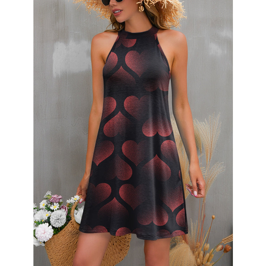 FAM-FAM Printed Grecian Neck Mini Dress Black / S Apparel and Accessories