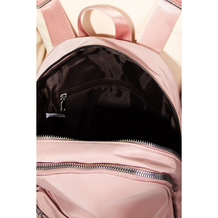 Fame Adjustable Strap Nylon Backpack Bag with Side Pockets Apparel and Accessories