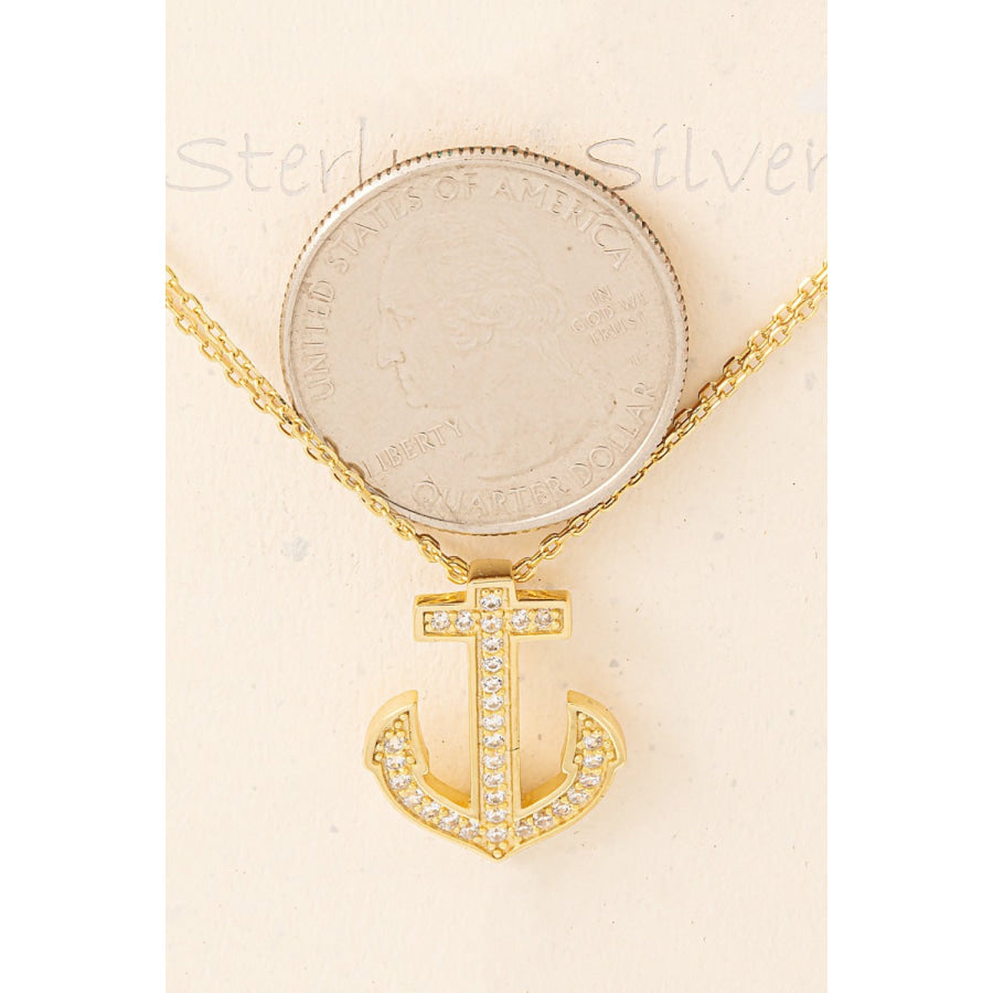 Fame Anchor Pendant Alloy Necklace Gold / One Size Apparel and Accessories