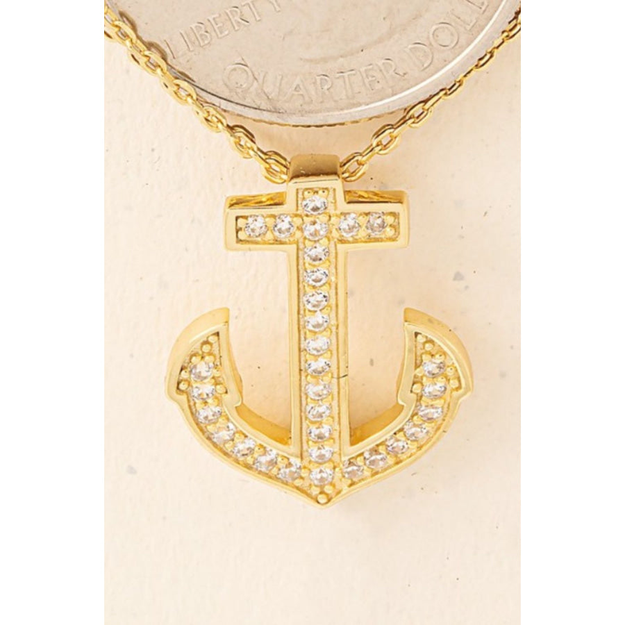 Fame Anchor Pendant Alloy Necklace Gold / One Size Apparel and Accessories