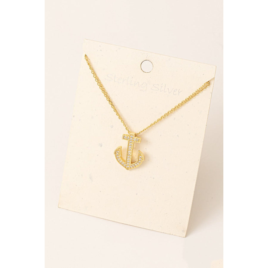 Fame Anchor Pendant Alloy Necklace Gold / One Size Apparel and Accessories