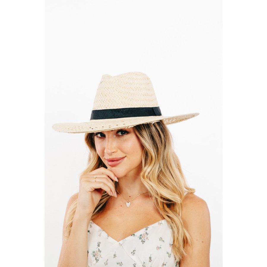 Fame Basket Weave Straw Sun Hat Apparel and Accessories