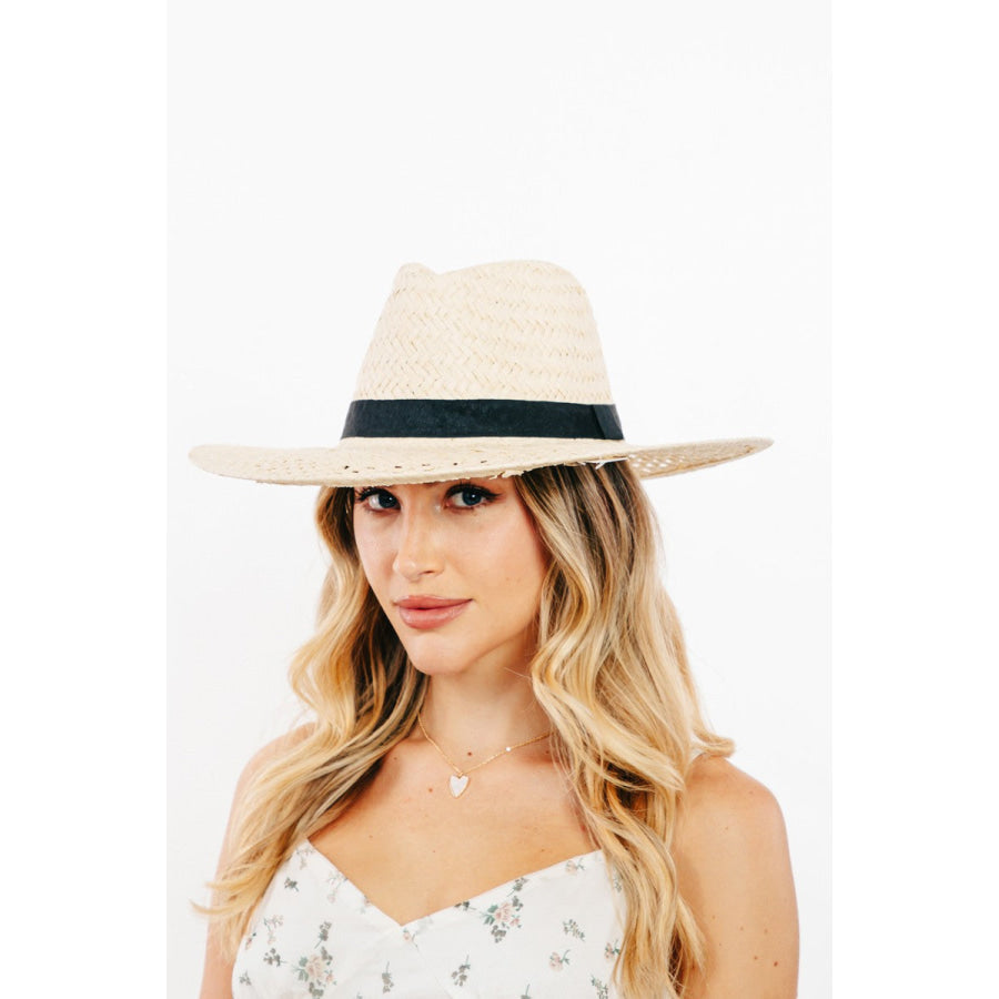 Fame Basket Weave Straw Sun Hat Apparel and Accessories