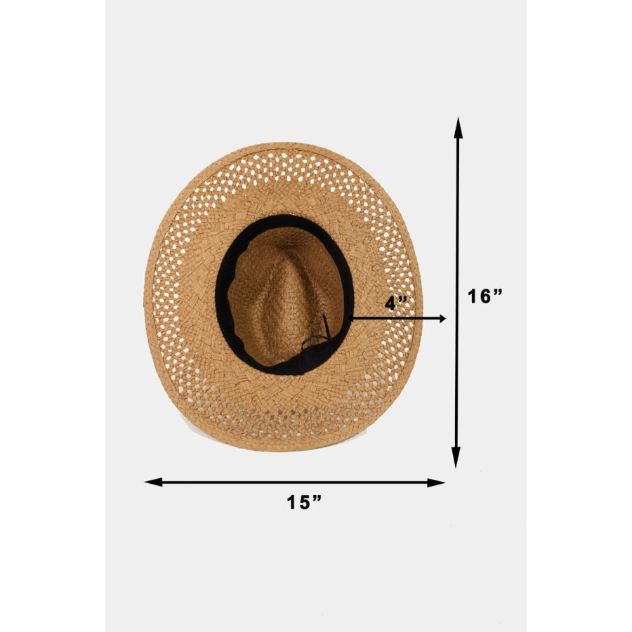 Fame Basket Weave Straw Sun Hat Ka / One Size Apparel and Accessories