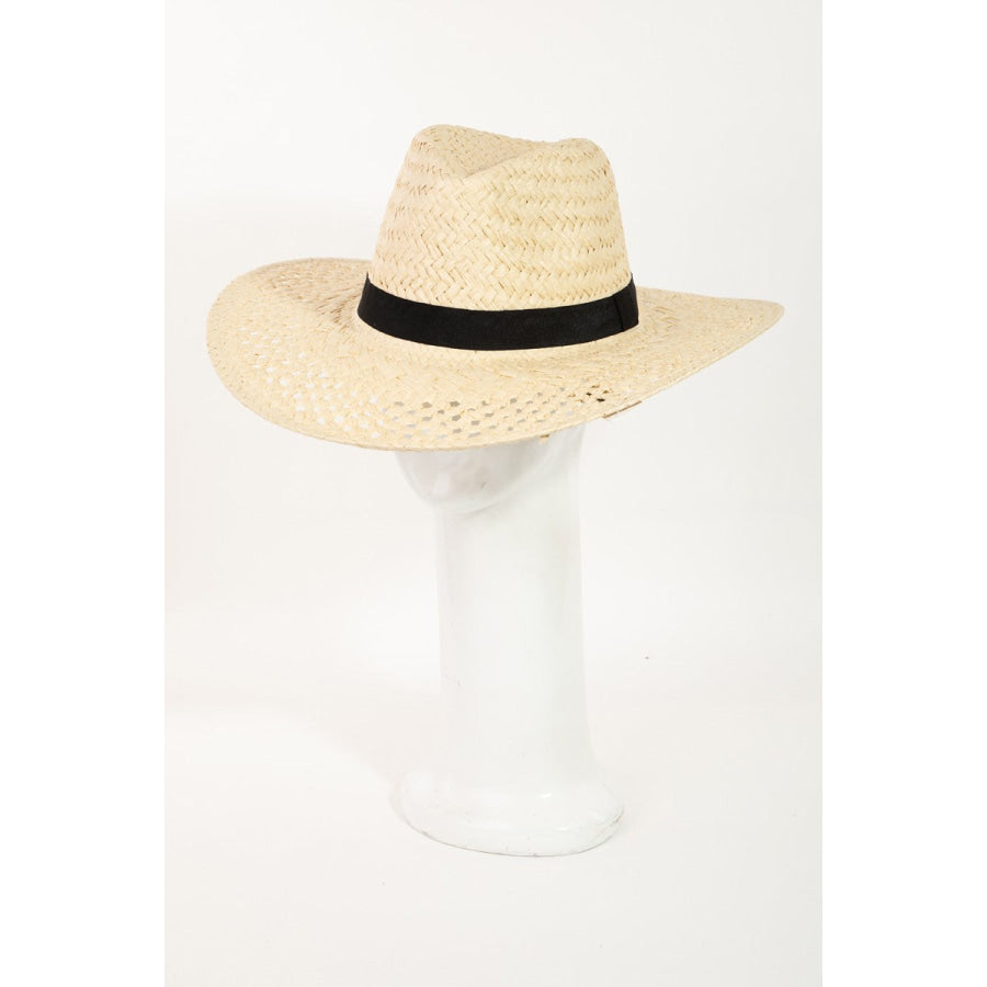 Fame Basket Weave Straw Sun Hat Iv / One Size Apparel and Accessories