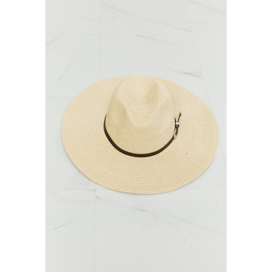 Fame Boho Summer Straw Fedora Hat Ivory / One Size Apparel and Accessories