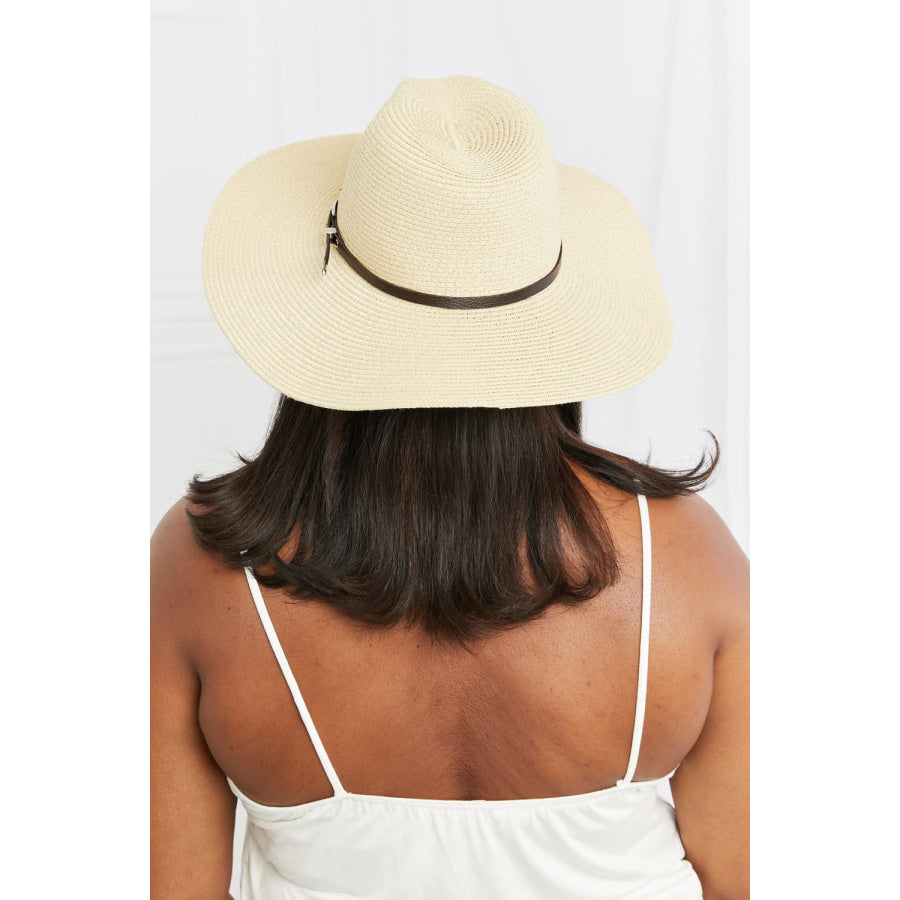 Fame Boho Summer Straw Fedora Hat Ivory / One Size Apparel and Accessories