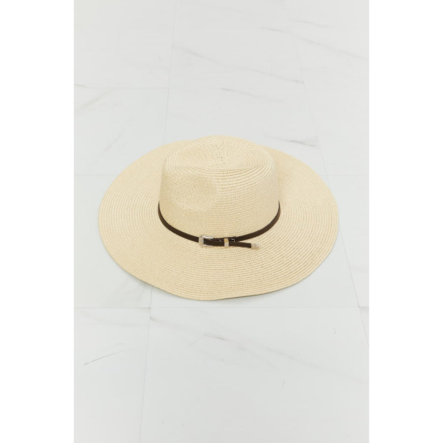 Fame Boho Summer Straw Fedora Hat Ivory / One Size Apparel and Accessories