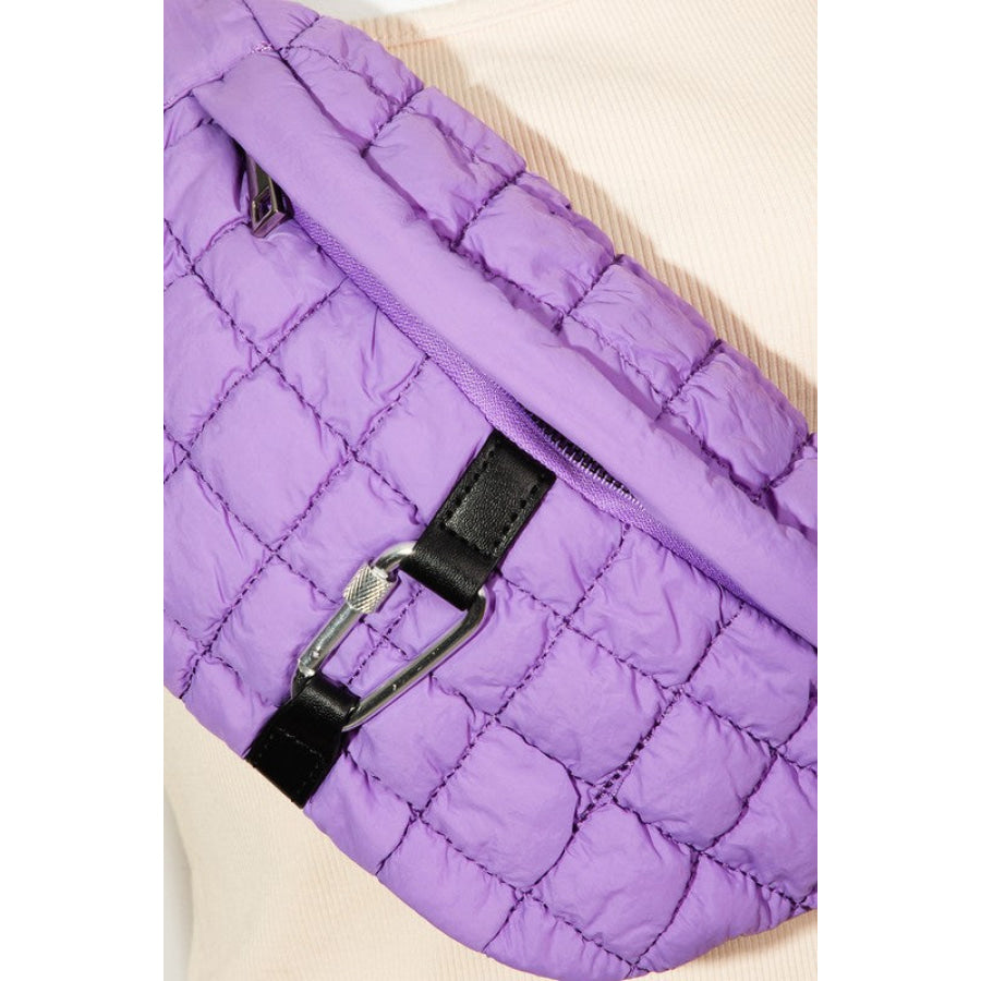 Fame Carabiner Bubble Texture Quilted Sling Bag Apparel and Accessories