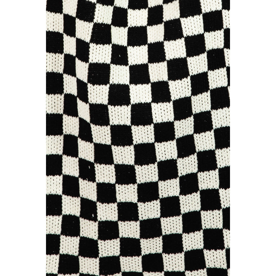 Fame Checkered Pattern Tote Bag Black / One Size Apparel and Accessories