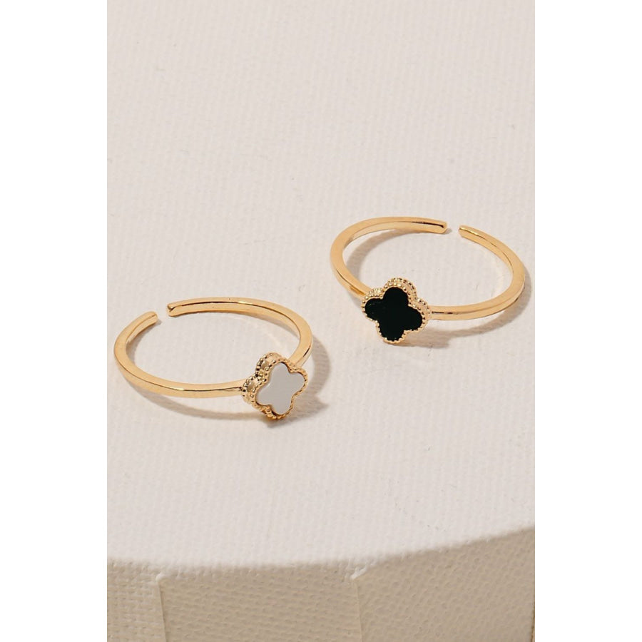 Fame Clover Charm Dainty Band Ring Apparel and Accessories