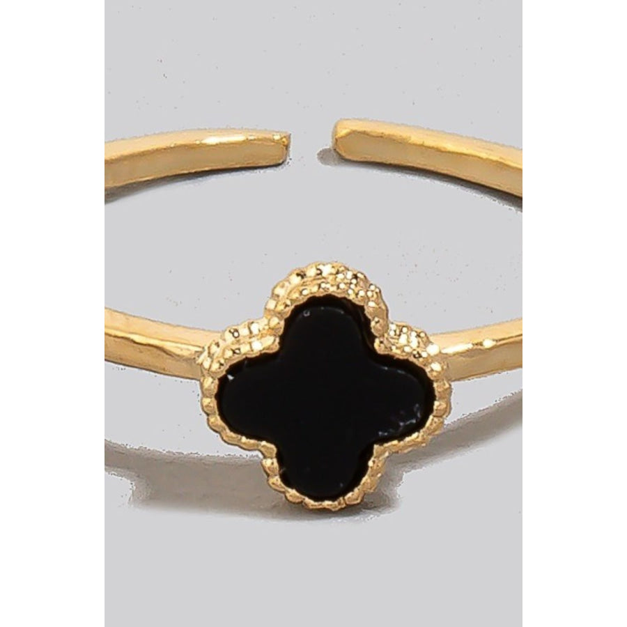 Fame Clover Charm Dainty Band Ring Apparel and Accessories