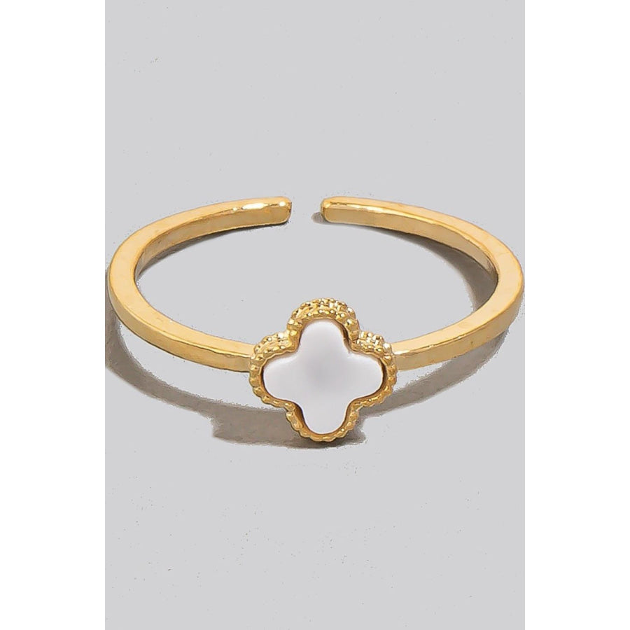 Fame Clover Charm Dainty Band Ring White / One Size Apparel and Accessories