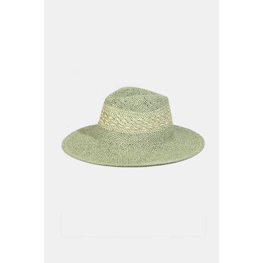 Fame Contrast Wide Brim Straw Hat SA / One Size Apparel and Accessories