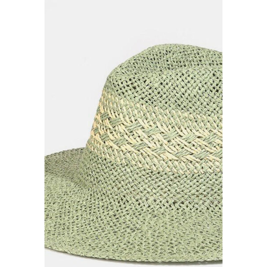 Fame Contrast Wide Brim Straw Hat SA / One Size Apparel and Accessories
