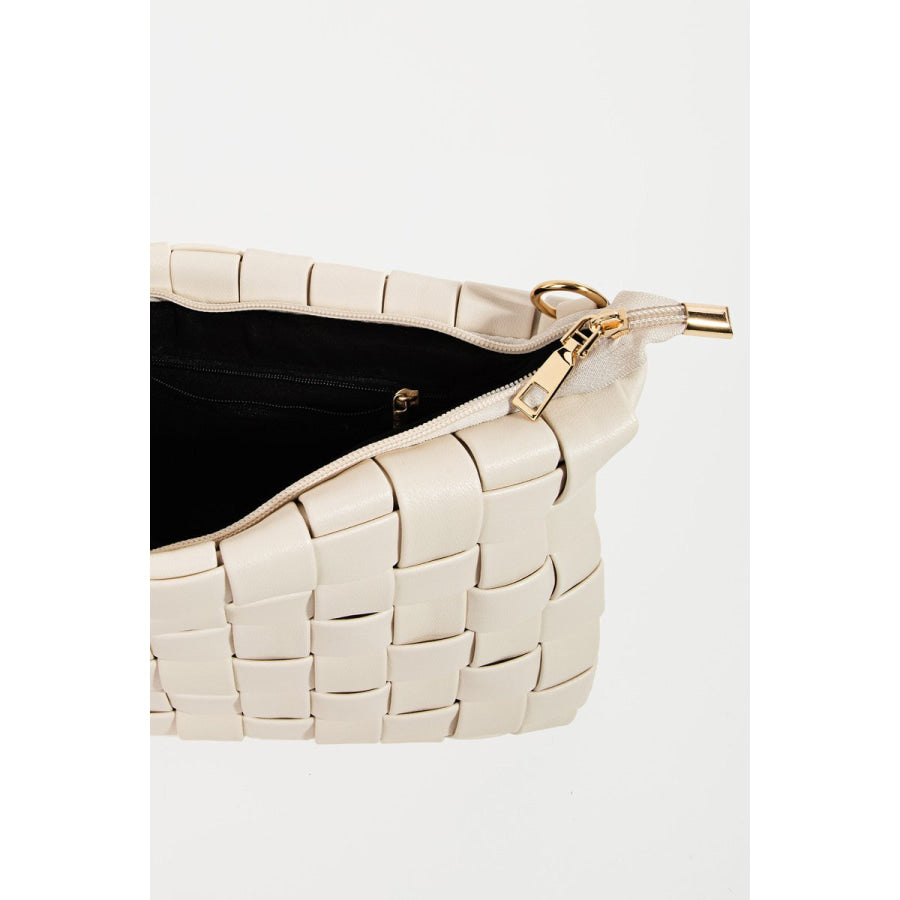 Fame Faux Leather Basket Weave Crossbody Bag Apparel and Accessories