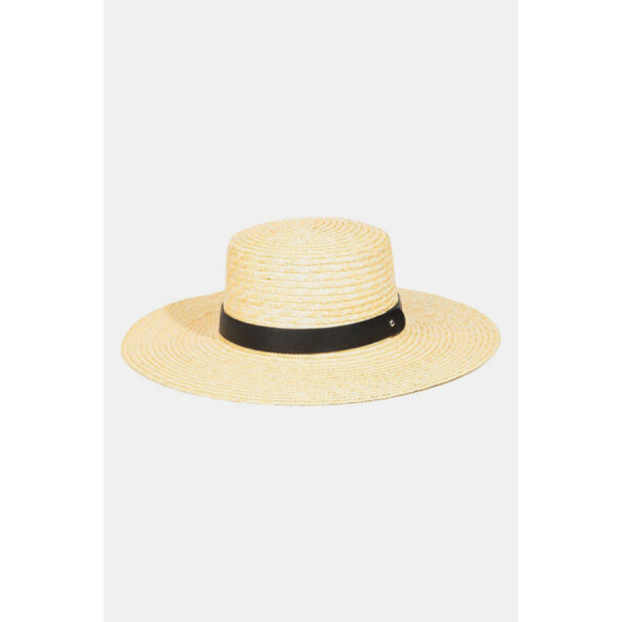 Fame Flat Brim Straw Weave Hat GN / One Size Apparel and Accessories