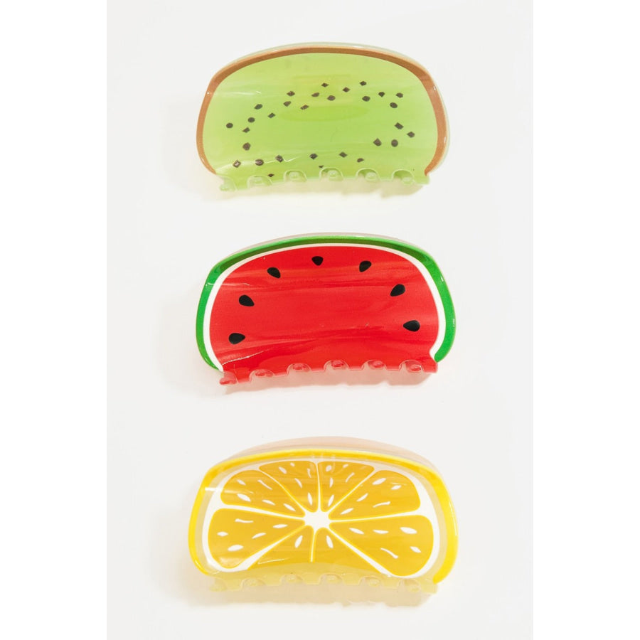 Fame Kiwi Lemon Watermelon Hair Clip Set Multi / One Size Apparel and Accessories