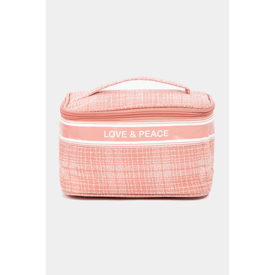 Fame Love &amp; Peace Striped Handle Bag Pink / One Size Apparel and Accessories