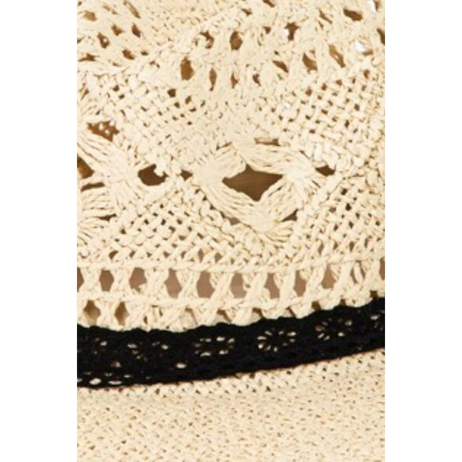 Fame Openwork Lace Detail Wide Brim Hat IV / One Size Apparel and Accessories