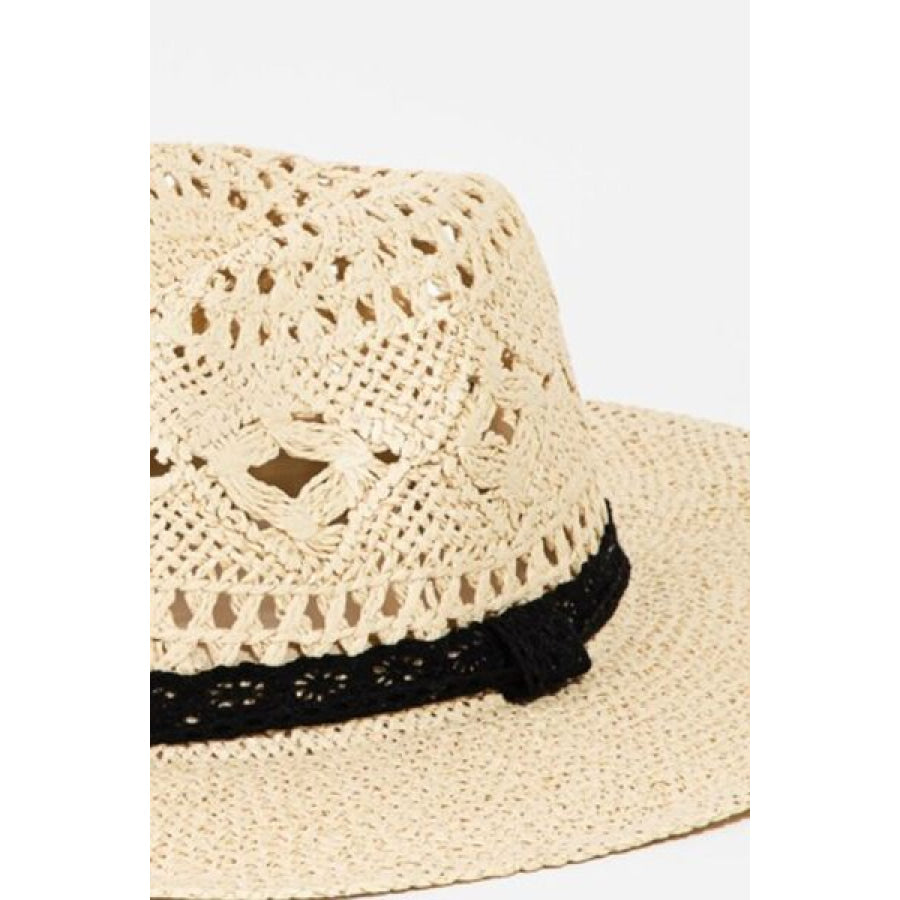 Fame Openwork Lace Detail Wide Brim Hat IV / One Size Apparel and Accessories