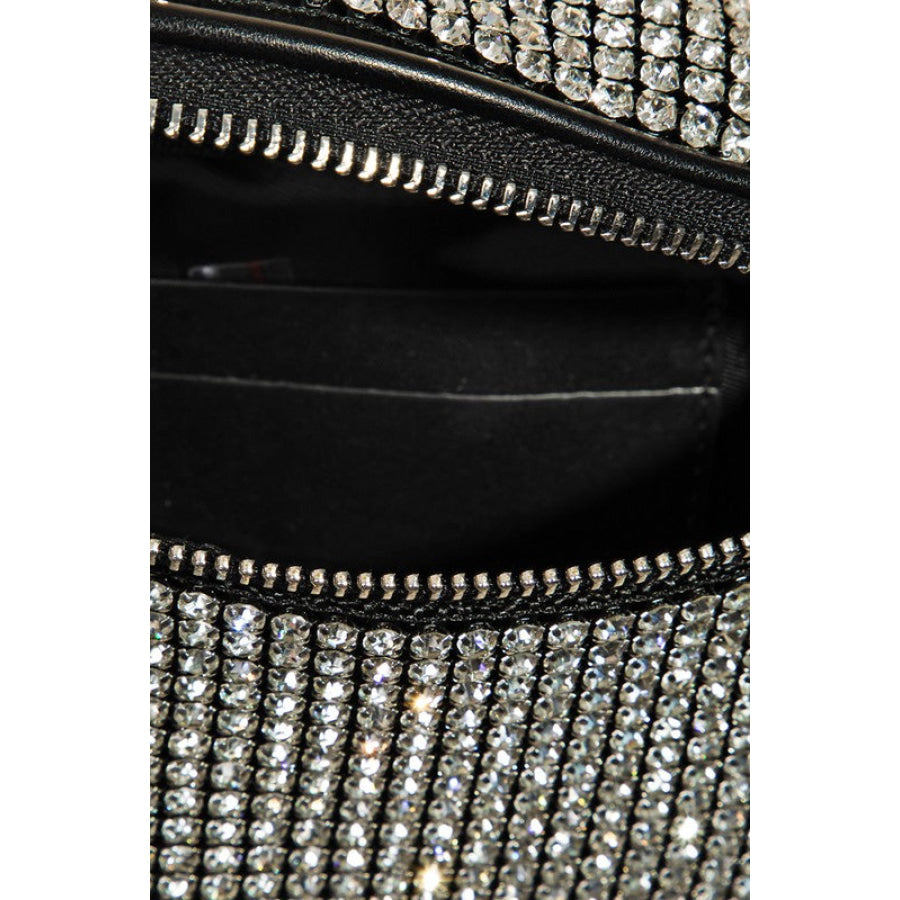 Fame Pave Rhinestone Crossbody Bag Black / One Size Apparel and Accessories