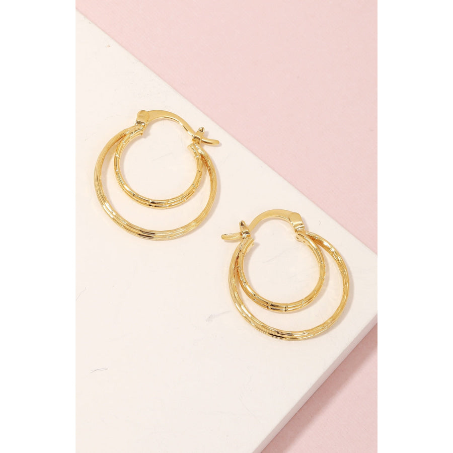 Fame Pincatch Double Circle Hoop Earrings Gold / One Size Apparel and Accessories