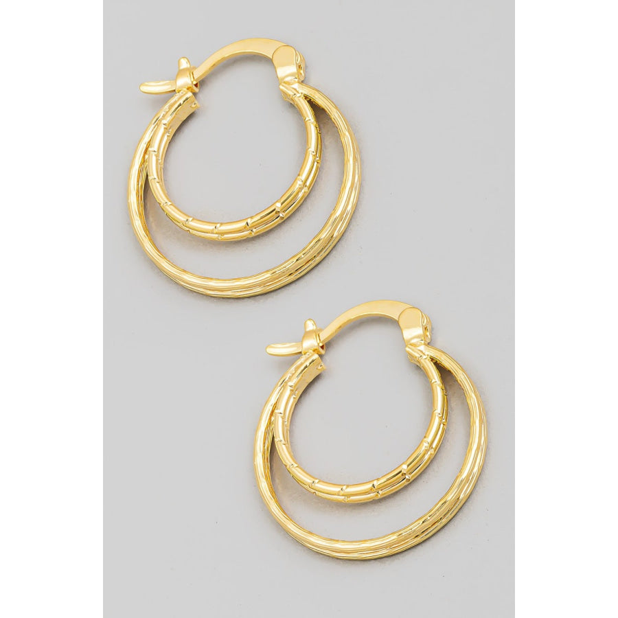 Fame Pincatch Double Circle Hoop Earrings Gold / One Size Apparel and Accessories