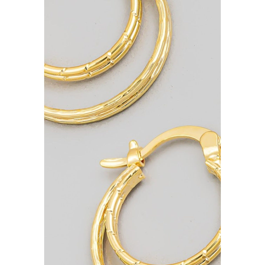 Fame Pincatch Double Circle Hoop Earrings Gold / One Size Apparel and Accessories