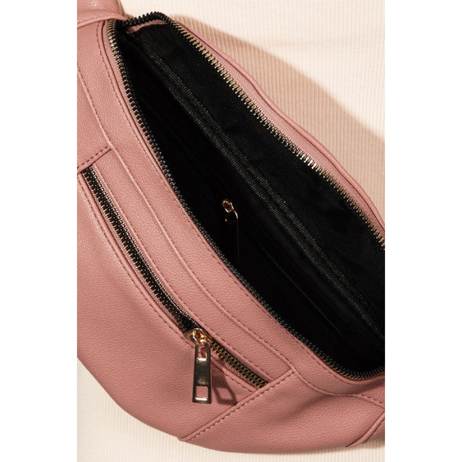 Fame PU Leather Crossbody Bag with Removable Strap Mauve / One Size Apparel and Accessories