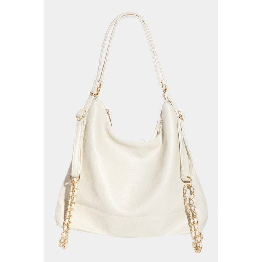 Fame PU Leather Multipurpose Shoulder Bag Ivory / One Size Apparel and Accessories