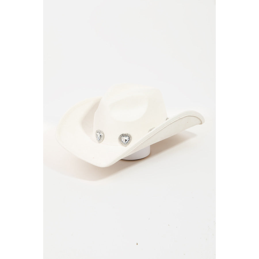 Fame Rhinestone Pave Heart Cowboy Hat Iv / One Size Apparel and Accessories