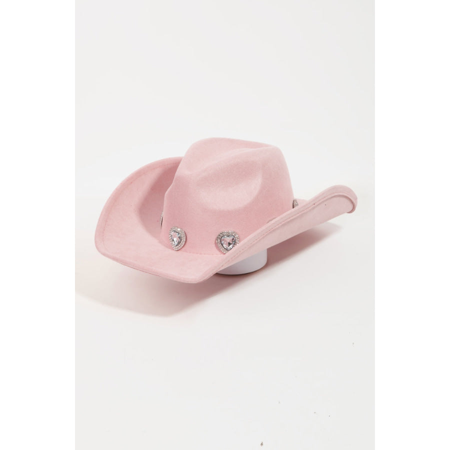 Fame Rhinestone Pave Heart Cowboy Hat Pk / One Size Apparel and Accessories