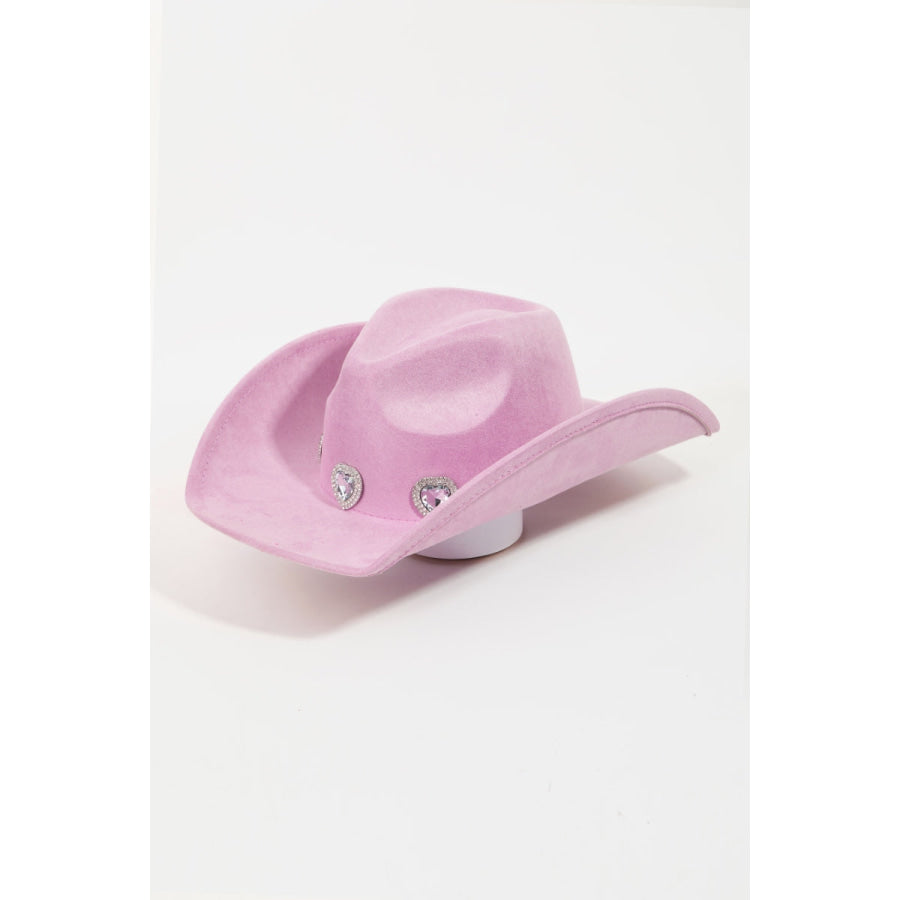 Fame Rhinestone Pave Heart Cowboy Hat Pu / One Size Apparel and Accessories