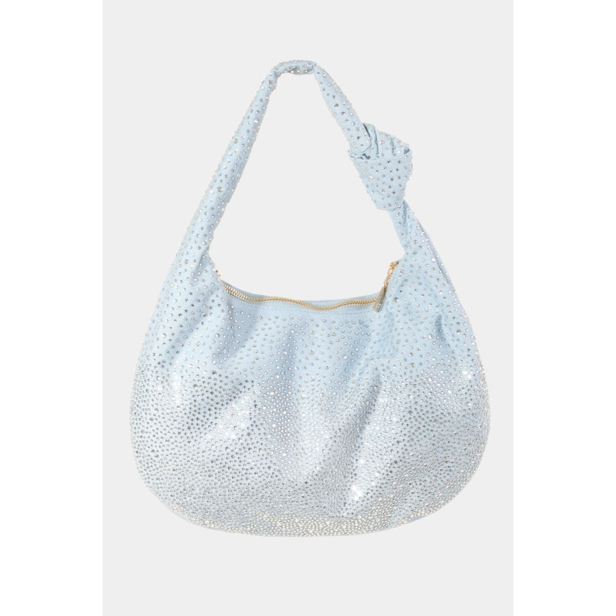 Fame Rhinestone Studded Handbag Light / One Size Apparel and Accessories