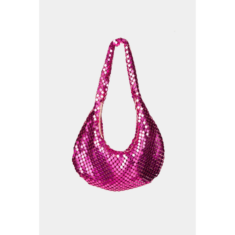 Fame Sequin Disc Handbag Pink / One Size Apparel and Accessories