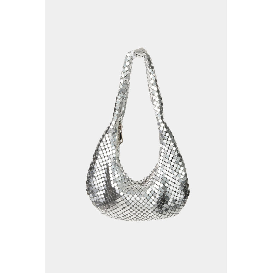 Fame Sequin Disc Handbag Silver / One Size Apparel and Accessories