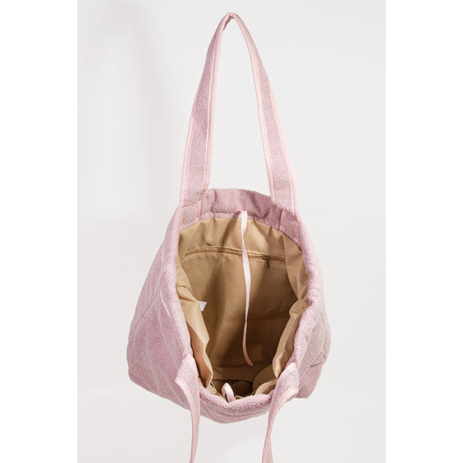 Fame Square Microfiber Tote Bag Blush Pink / One Size Apparel and Accessories