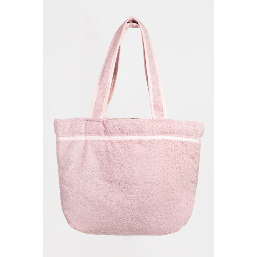 Fame Square Microfiber Tote Bag Blush Pink / One Size Apparel and Accessories