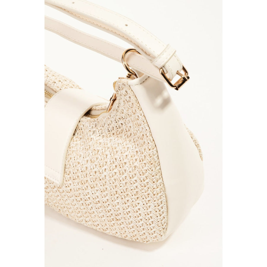 Fame Straw Braid Hobo Bag Ivory / One Size Apparel and Accessories