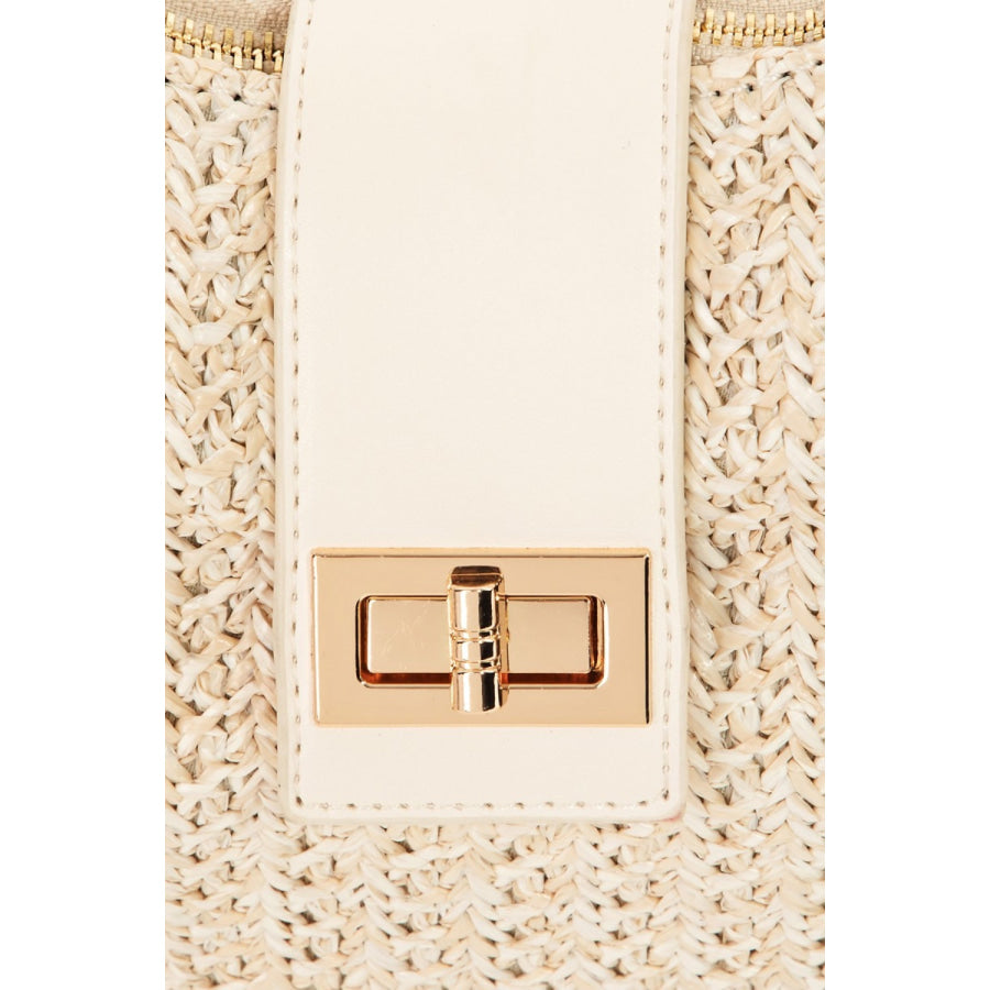 Fame Straw Braid Hobo Bag Ivory / One Size Apparel and Accessories