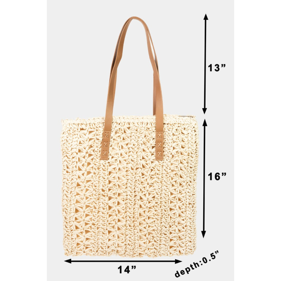 Fame Straw Braided Tote Bag Apparel and Accessories