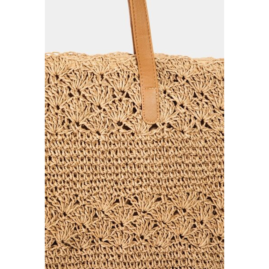 Fame Straw Braided Tote Bag Apparel and Accessories