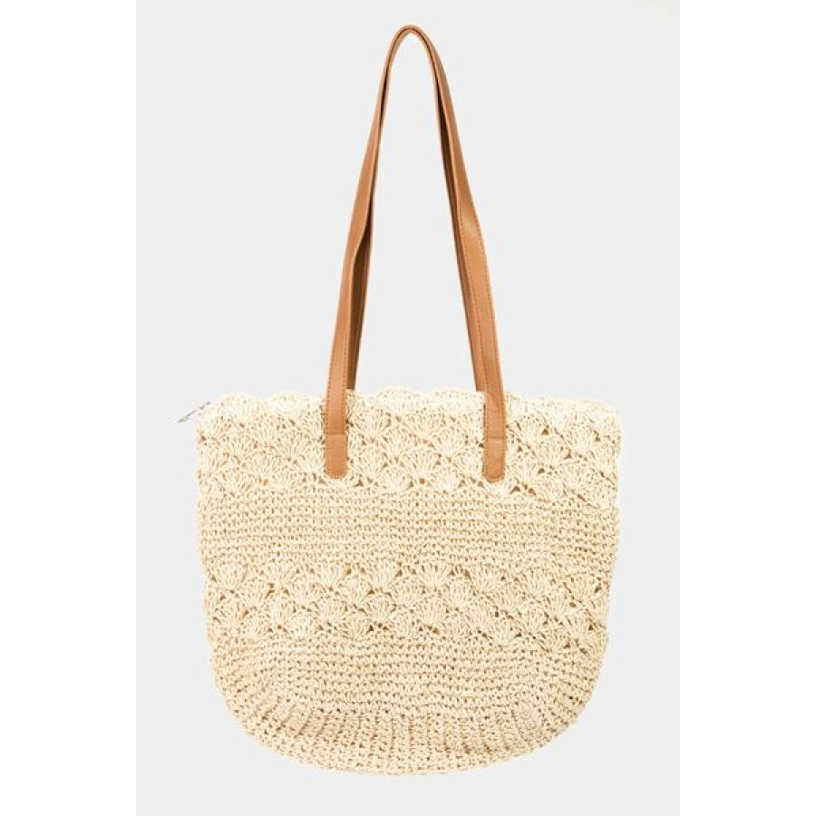 Fame Straw Braided Tote Bag IV / One Size Apparel and Accessories