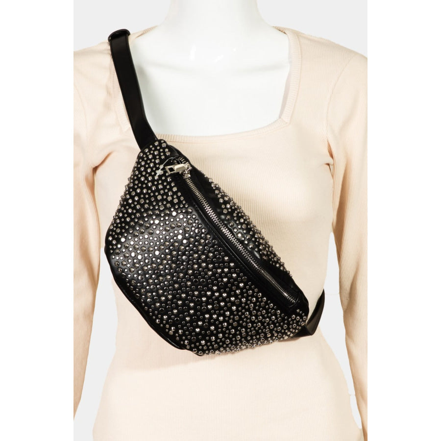 Fame Studded Crossbody Bag Black / One Size Apparel and Accessories